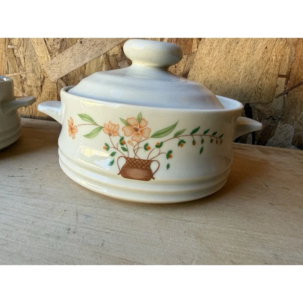 Pair Of  Covered Casserole Dishes from the JMP Countryside Stoneware Collection
